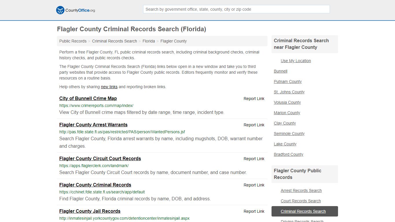 Criminal Records Search - Flagler County, FL (Arrests ...